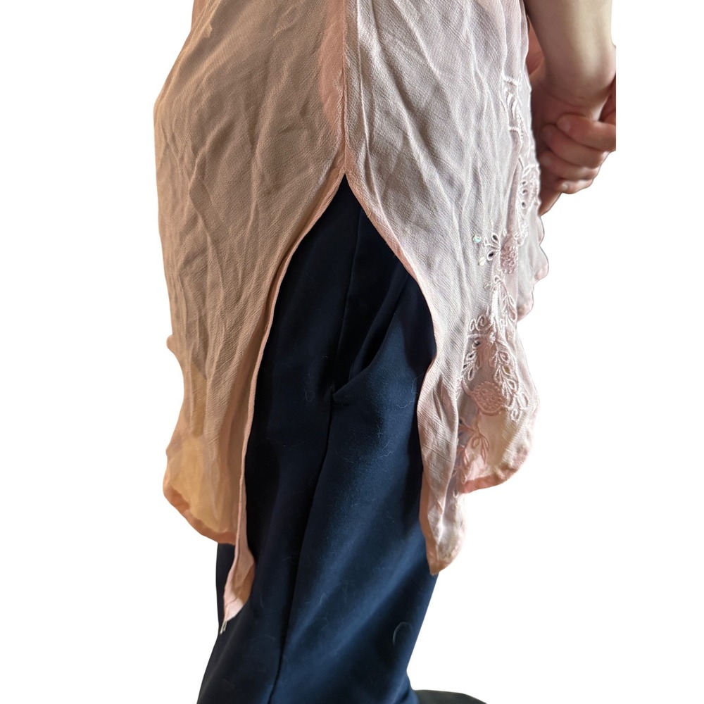 Passport Y2K Pink Sheer Asymmetrical Top‎ - Picture 3 of 5